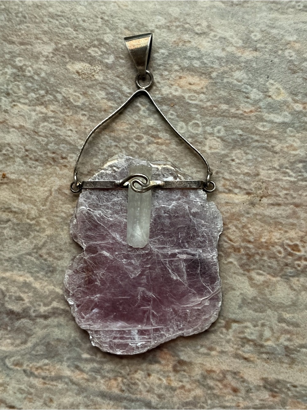 Artisan Sterling Silver And Kyanite? Clear Quartz Pendant